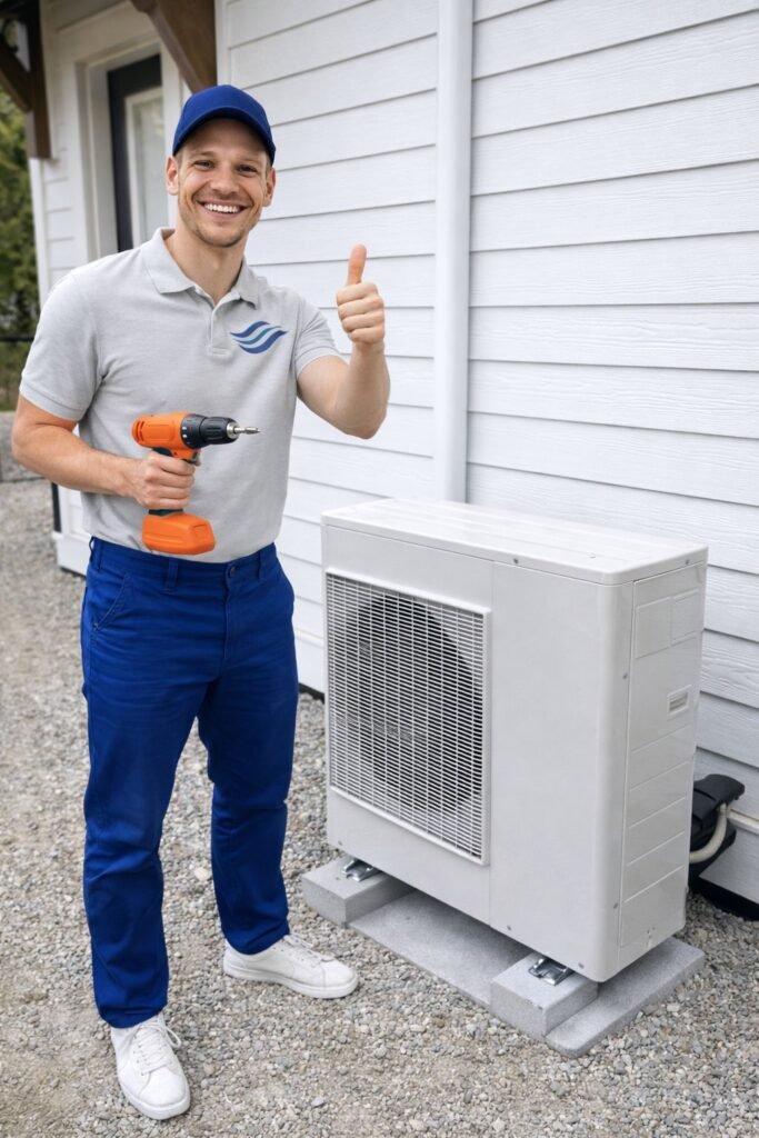 central heat pump and furnace